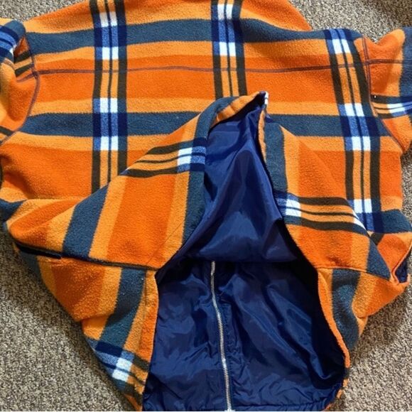 Starter Men's Vibrant Orange Plaid Jacket Size L - Picture 4 of 9